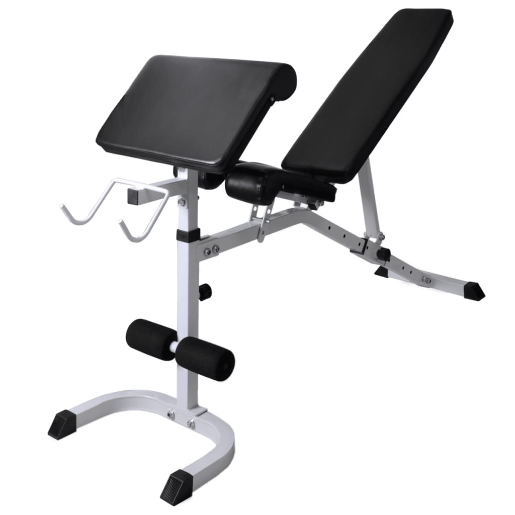 vidaXL Workout Bench with Weight Rack, Barbell and Dumbbell Set 264.6 lb-4