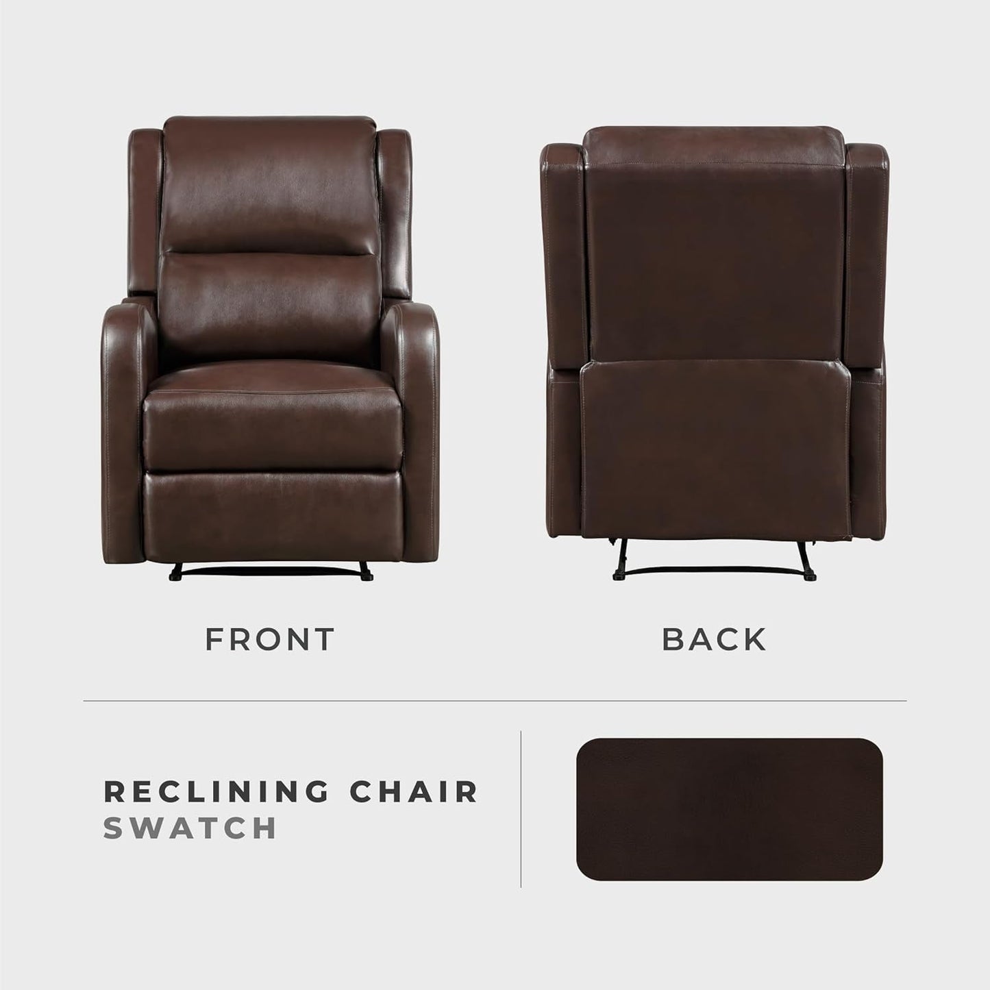 Recliner Chair Living Room Reclining Sofa Chair, Home Theater Seating Modern Recliner, Manual Recliner Sofa Chair for Living Room/Office/Apartment, Wall Hugger Recliner, Brown-4