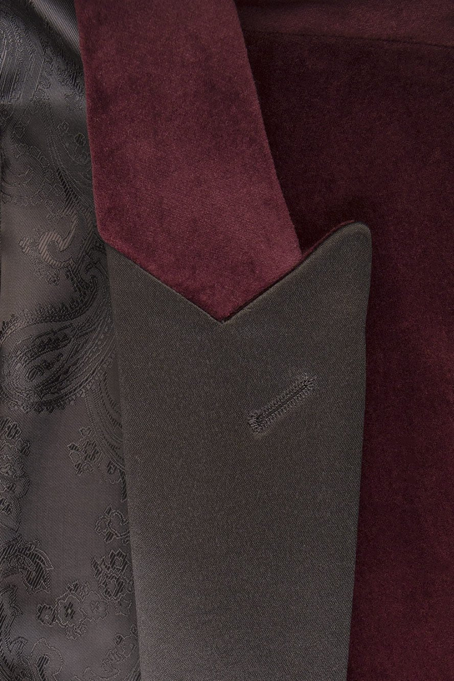 "Liam" Merlot Velvet Jacket Peak (Separates)-1