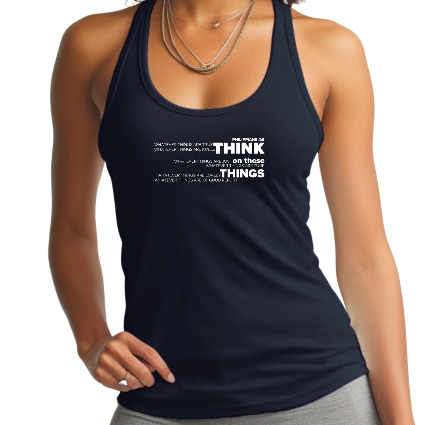 Womens Fitness Tank Top Graphic T-shirt Think on these Things