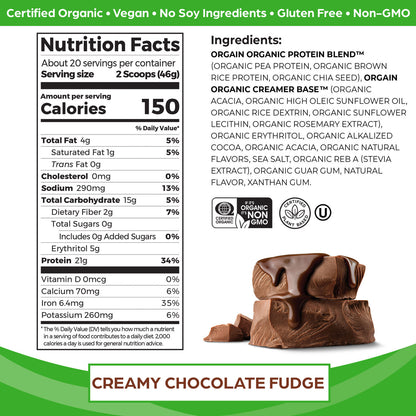 Orgain Creamy Chocolate Fudge (2.05 LB)-1