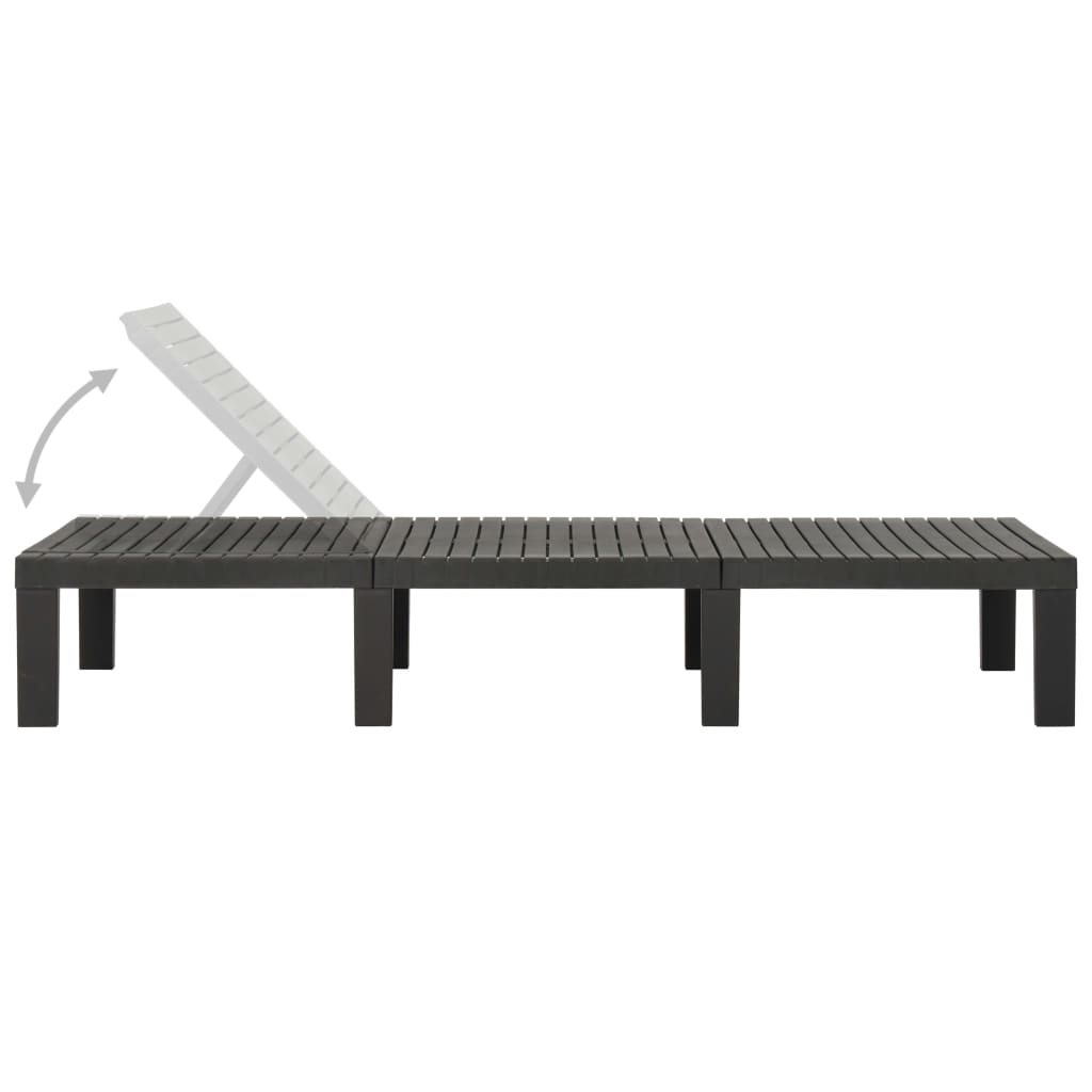 vidaXL Sun Lounger Plastic Anthracite-3