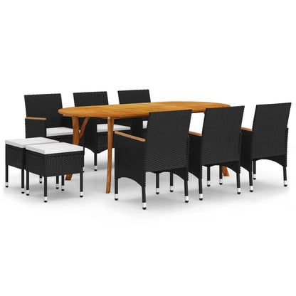 vidaXL 9 Piece Patio Dining Set Black-1
