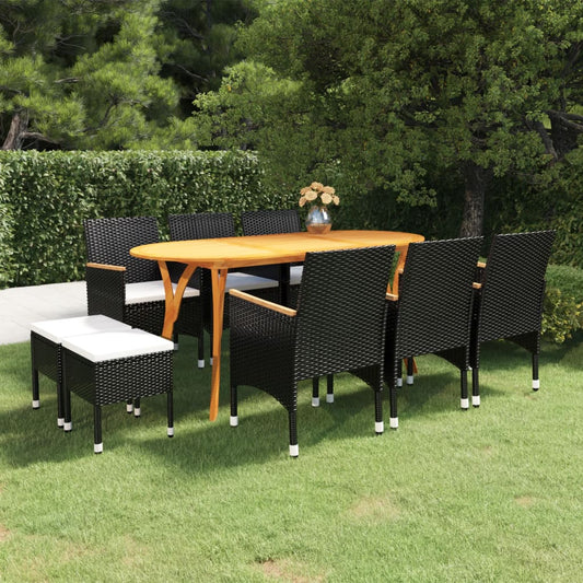 vidaXL 9 Piece Patio Dining Set Black-0