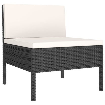 vidaXL 9 Piece Patio Lounge Set with Cushions Poly Rattan Black-3