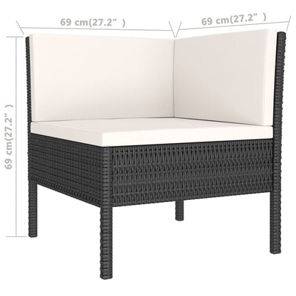 vidaXL 9 Piece Patio Lounge Set with Cushions Poly Rattan Black-4