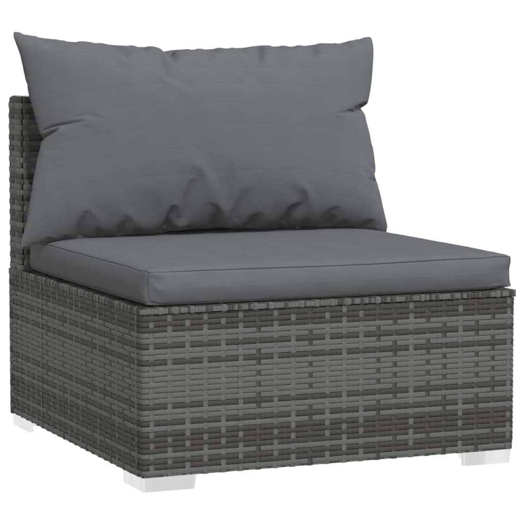 vidaXL 7 Piece Patio Lounge Set with Cushions Poly Rattan Gray-1