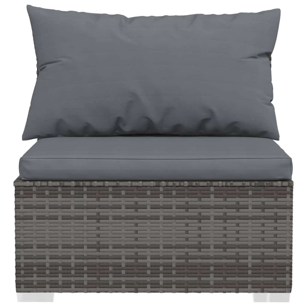vidaXL 7 Piece Patio Lounge Set with Cushions Poly Rattan Gray-2