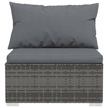 vidaXL 7 Piece Patio Lounge Set with Cushions Poly Rattan Gray-2
