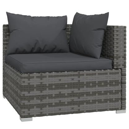 vidaXL 7 Piece Patio Lounge Set with Cushions Poly Rattan Gray-3