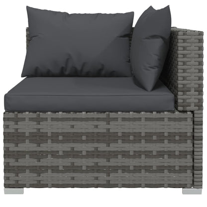 vidaXL 7 Piece Patio Lounge Set with Cushions Poly Rattan Gray-4