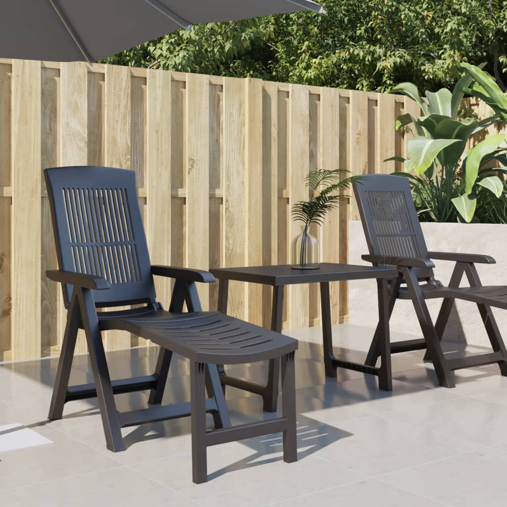 vidaXL Sun Lounger Patio Furniture Folding Outdoor Chaise Lounge Chair Plastic-5
