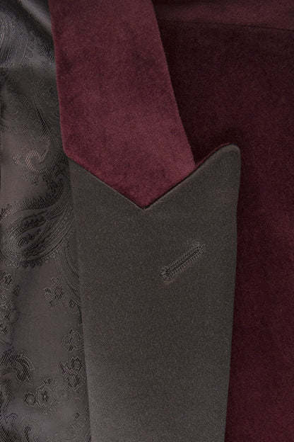 "Liam" Merlot Velvet Jacket Peak (Separates)-1