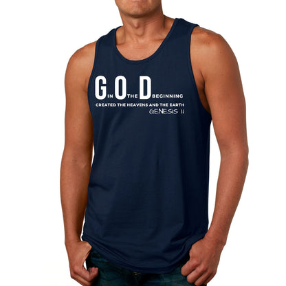Mens Fitness Tank Top Graphic T-shirt God in the Beginning Print