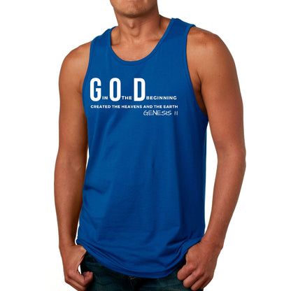 Mens Fitness Tank Top Graphic T-shirt God in the Beginning Print