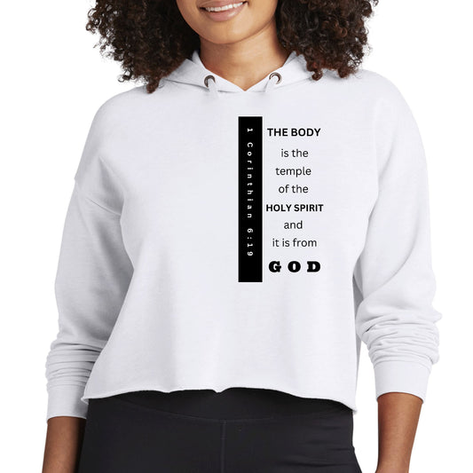 Womens Cropped Hoodie the Body is the Temple Print-0
