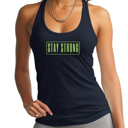 Womens Fitness Tank Top Graphic T-shirt Stay Strong Neon Print