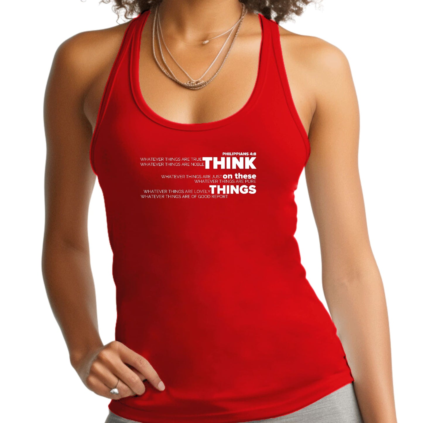 Womens Fitness Tank Top Graphic T-shirt Think on these Things